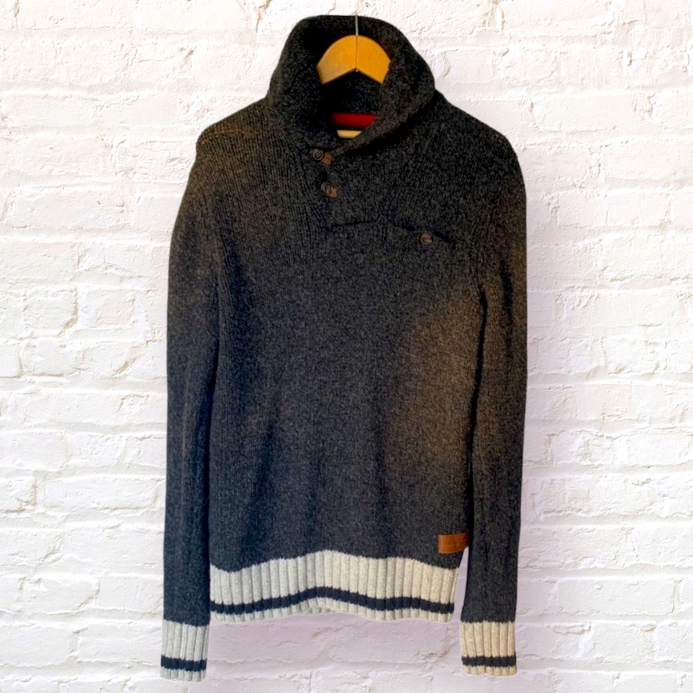 Men’s Roots Cabin Shawl Collar Wool Sweater